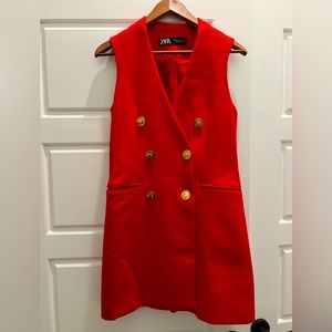 Zara Waistcoat Dress in Red, XS